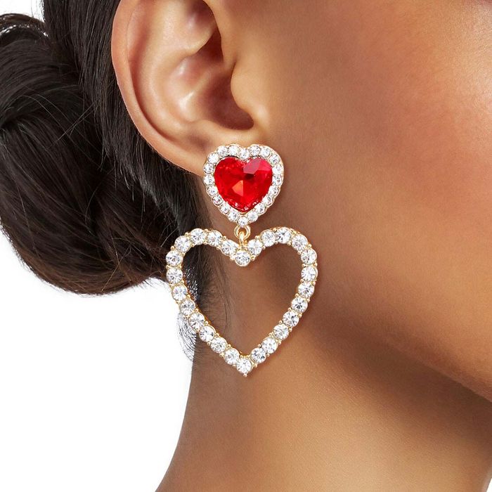 Beautiful red heart earrings